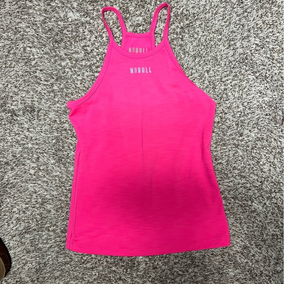 NoBull Neon Hot Pink Ribbed Racerback Tank - Picture 2 of 4
